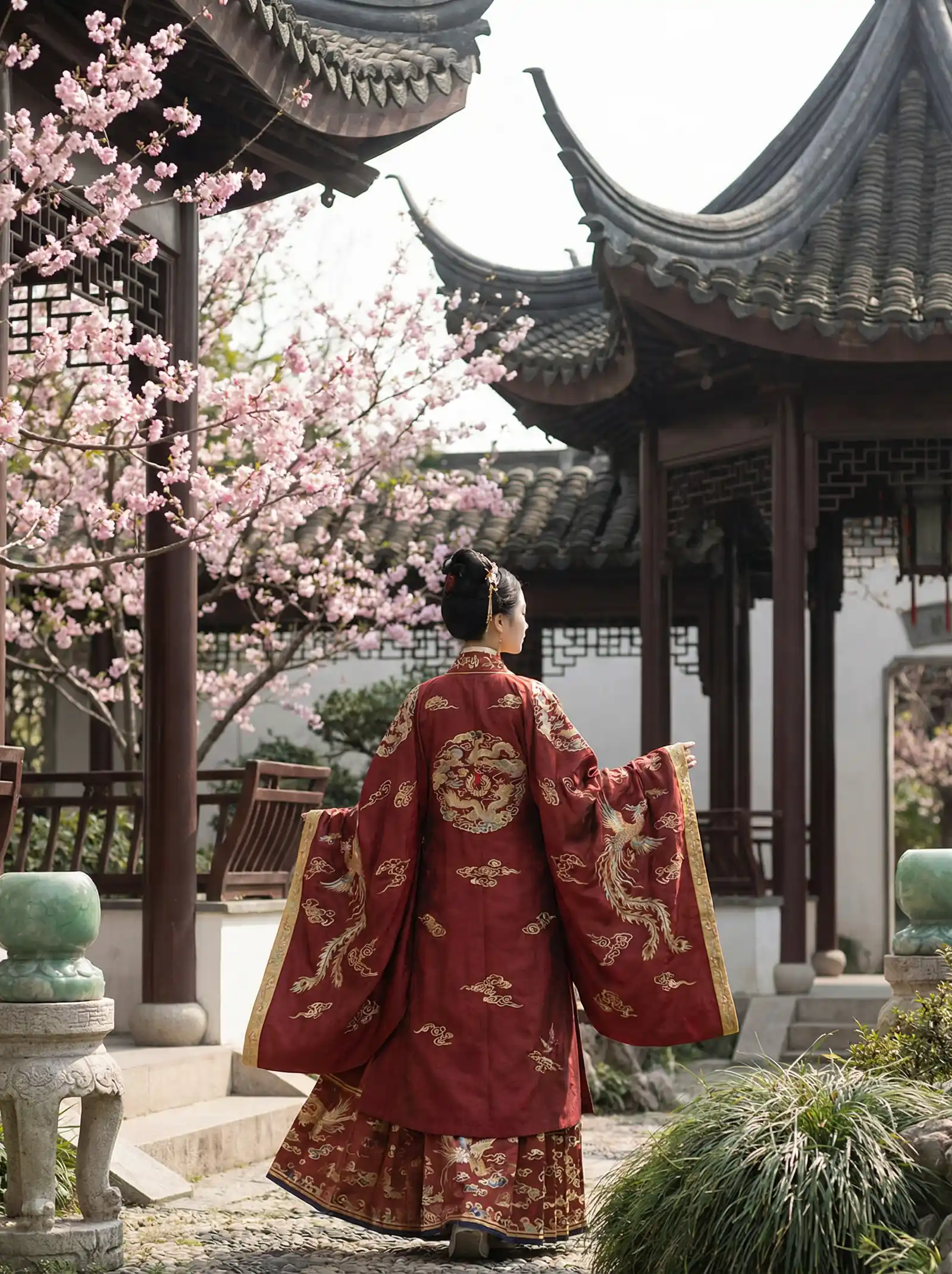 青楼12 明制汉服红色凤凰刺绣